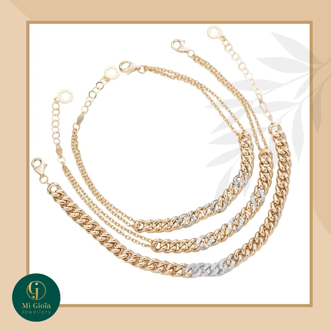 Glittering Cuban Bracelets & Necklace